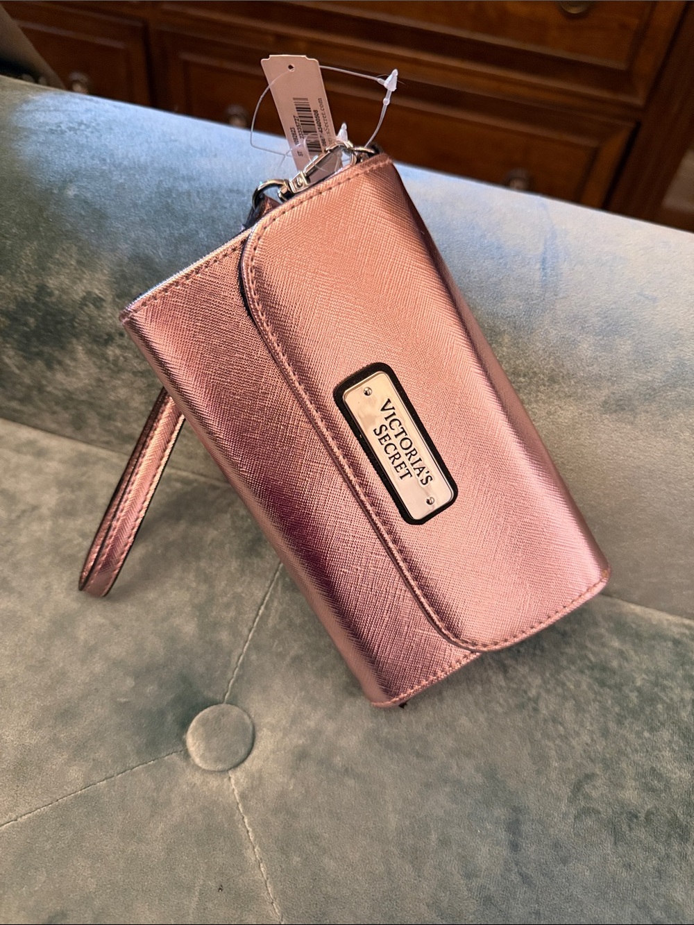 Victoria's Secret Metallic Pink Wristlet Phone Case